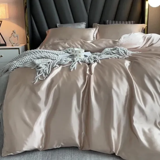 Top Quality Satin Silk Like Solid Color 4-Piece Bedding Sets