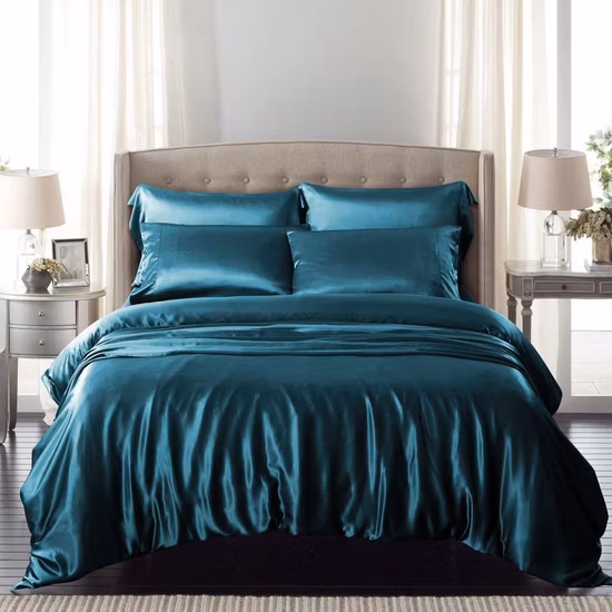 Hsbs007 Pure Silk Four Piece Set Simple Atmosphere 100 Mulberry Silk Bedding Princess Style Quilt Cover Sheet Wholesale