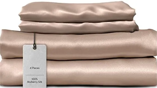 Gold Silk Bedsheets Bedding Set 4 Pieces Each Set for Home Hotel