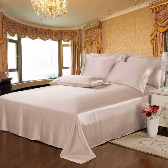 Hsbs007 Pure Silk Four Piece Set Simple Atmosphere 100 Mulberry Silk Bedding Princess Style Quilt Cover Sheet Wholesale